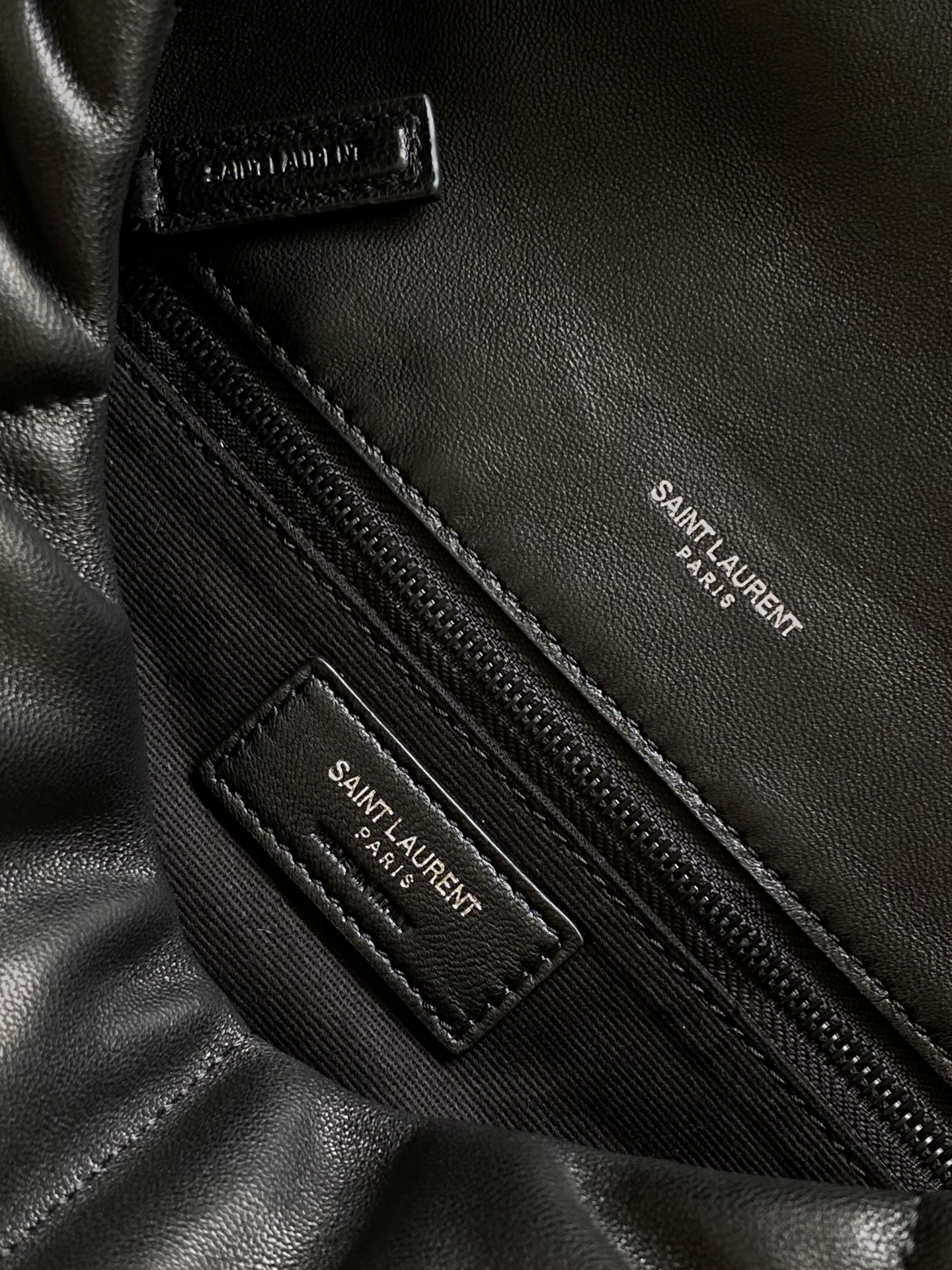 YSL PUFFER MEDIUM IN NAPPA LEATHER ALL BLACK 13.7 X 9 X 5.3 INCHES