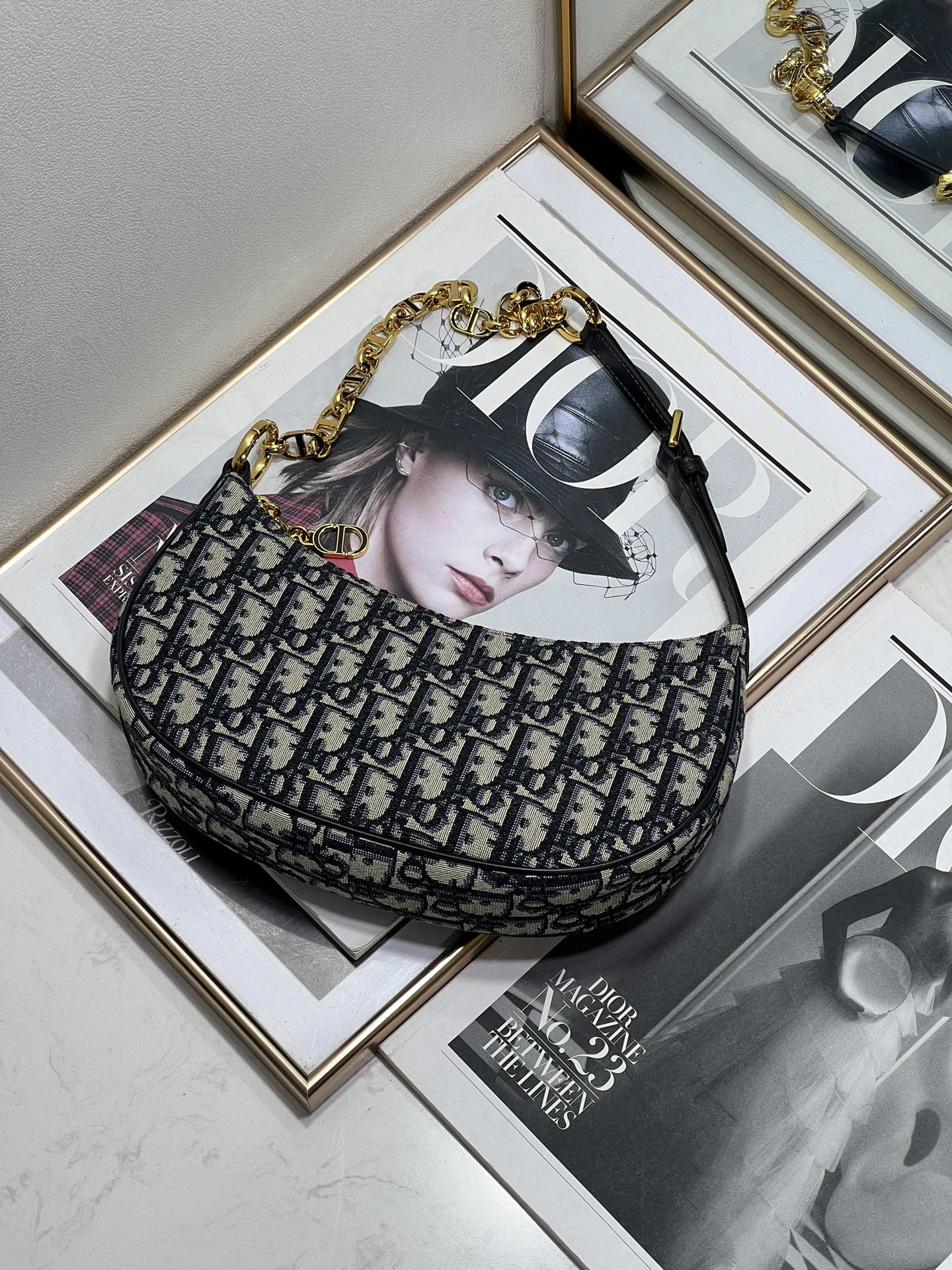 Dior CD Lounge bag blue dior oblique jacquard 26 x 15x 5.5 cm