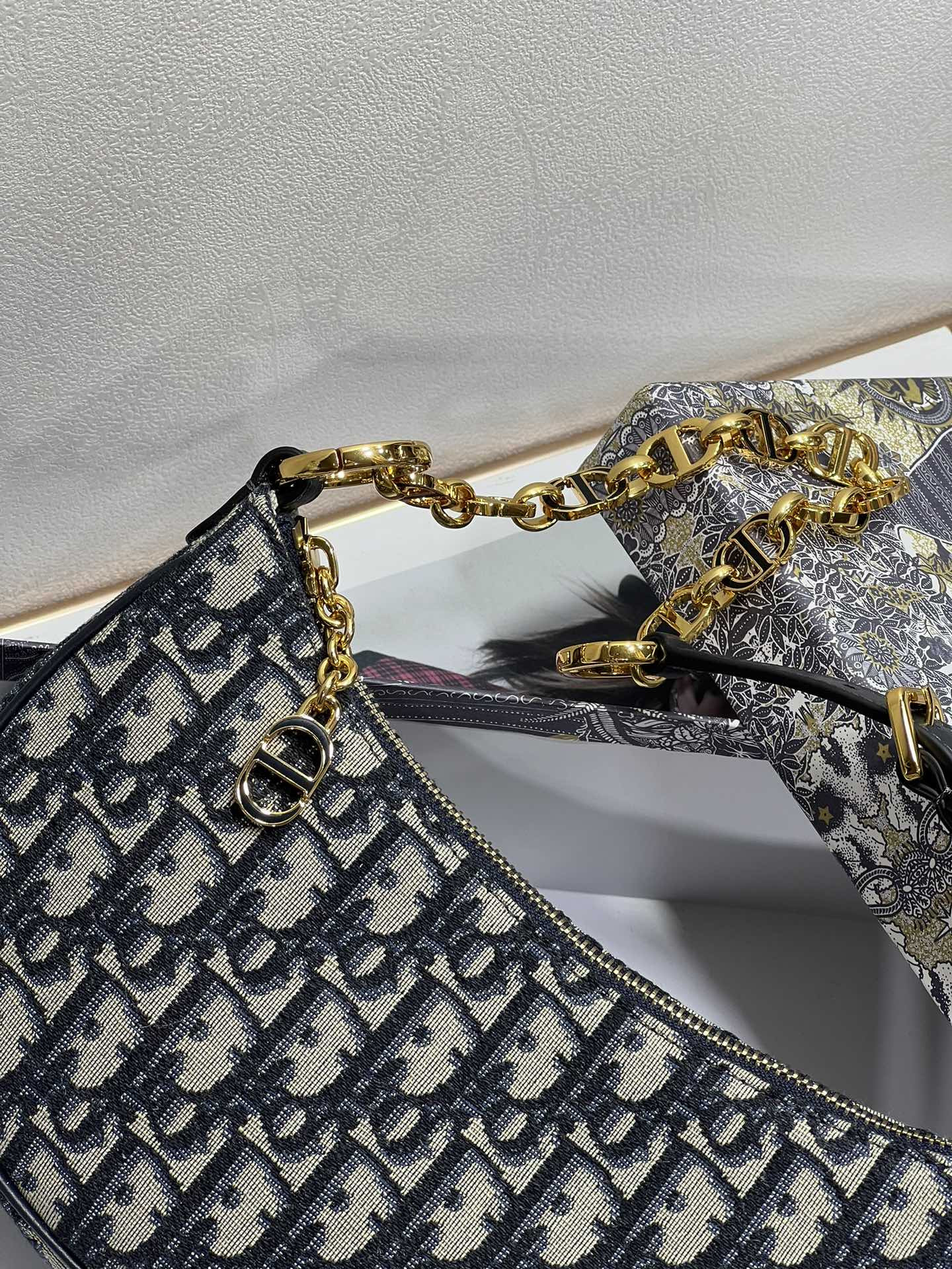 Dior CD Lounge bag blue dior oblique jacquard 26 x 15x 5.5 cm