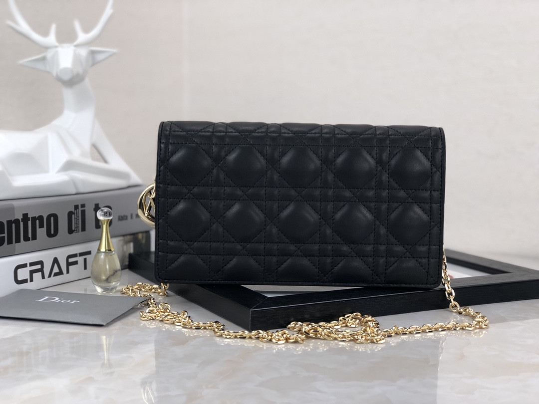 Lady Dior Pouch Black Cannage 8.5 x 4.5 x 1 inches