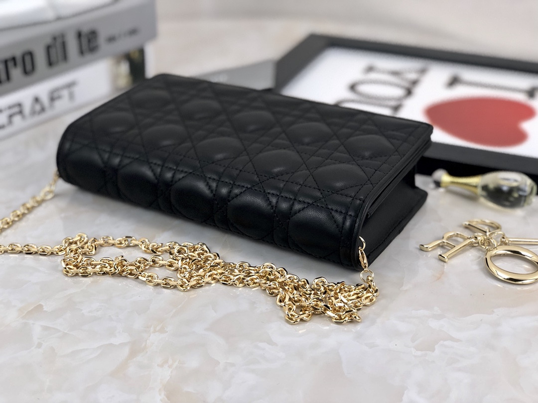 Lady Dior Pouch Black Cannage 8.5 x 4.5 x 1 inches