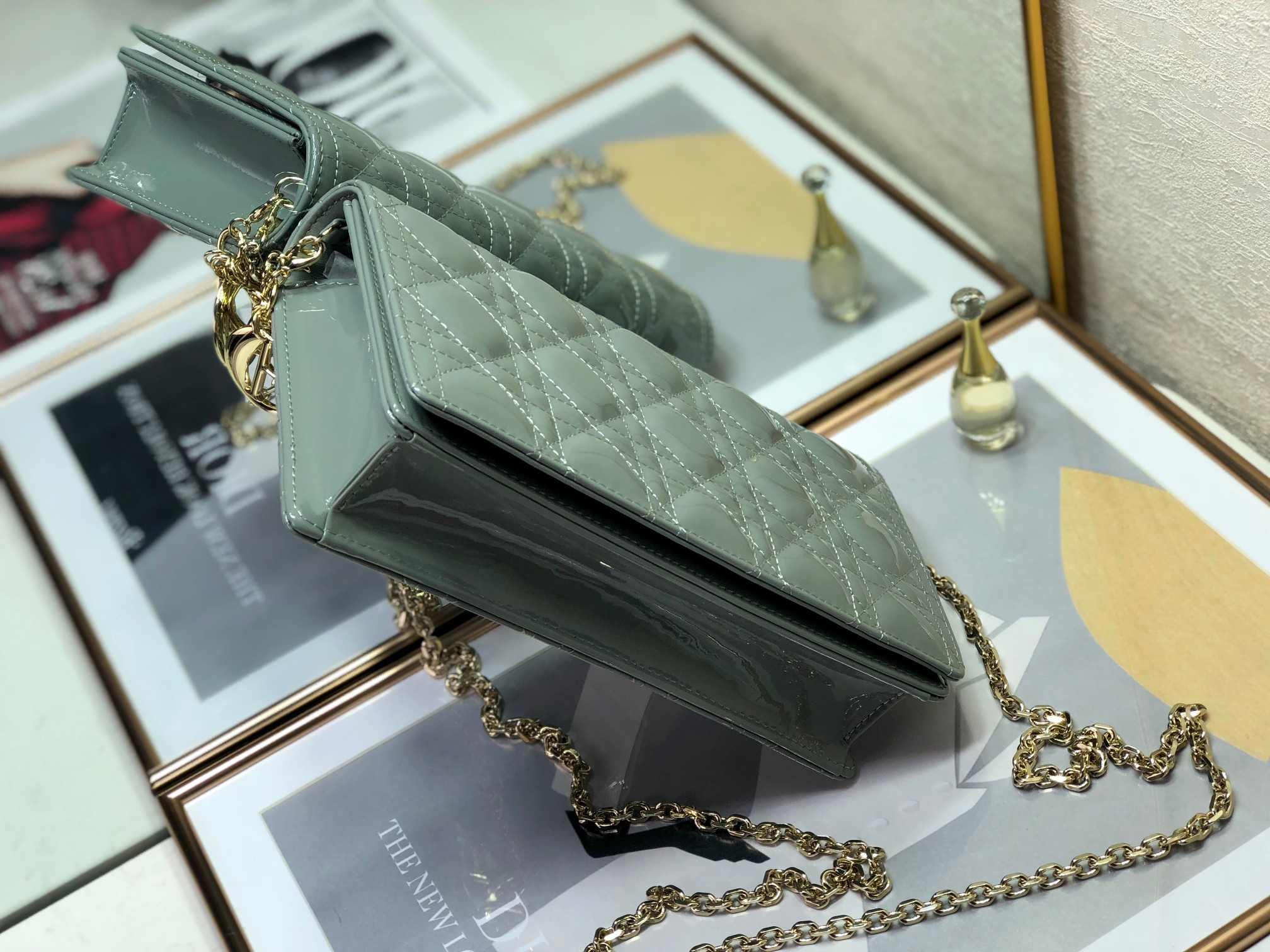 Lady Dior Pouch  Cloud Blue Cannage 8.5 x 4.5 x 1 inches