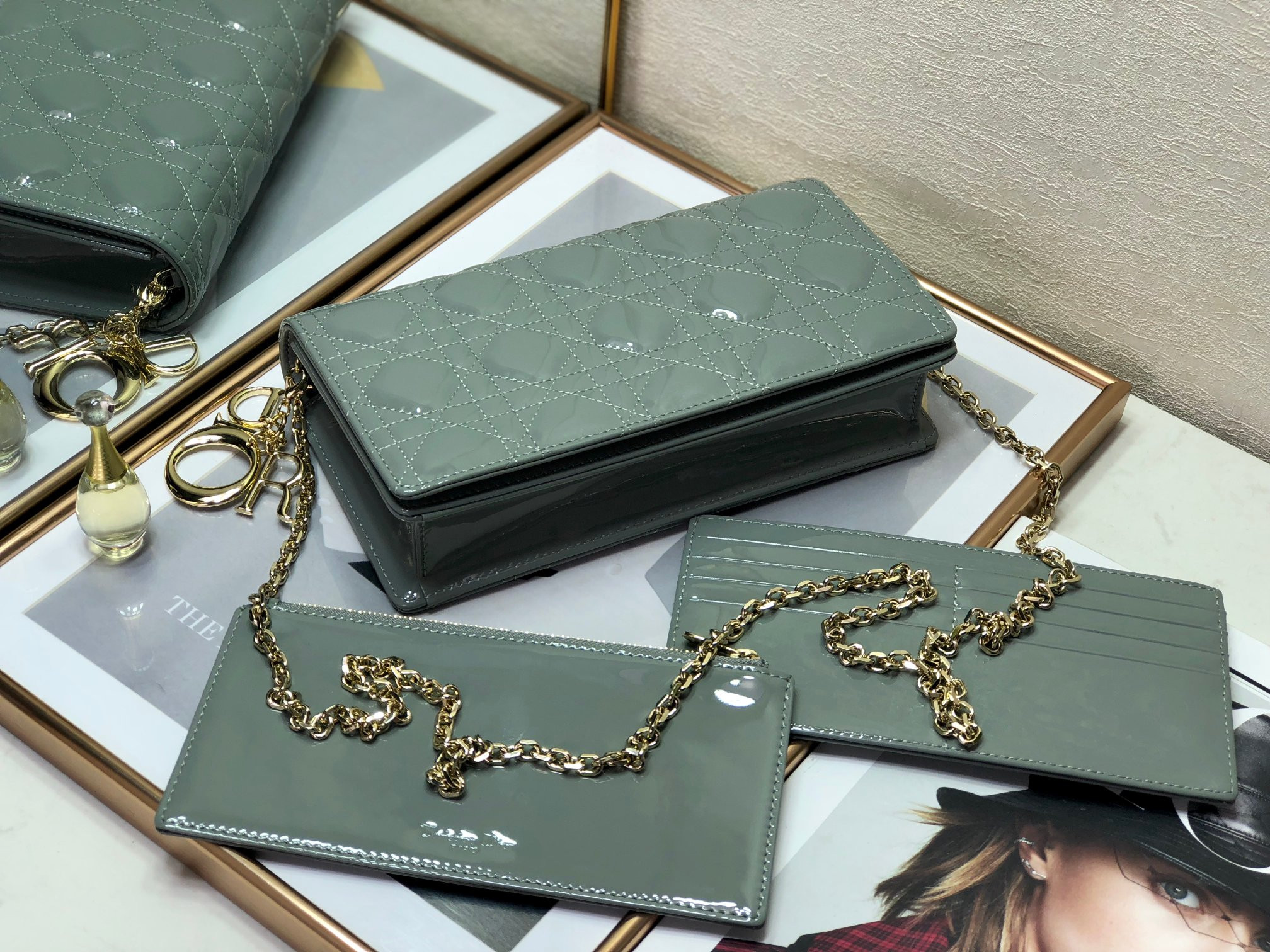 Lady Dior Pouch  Cloud Blue Cannage 8.5 x 4.5 x 1 inches