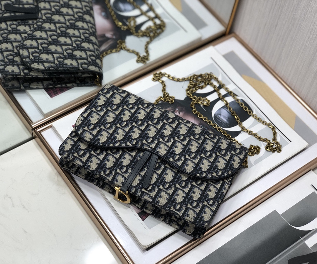 Dior Saddle Pouch  Blue Dior Oblique Jacquard 8.5 x 5.5 x 1.5 inches