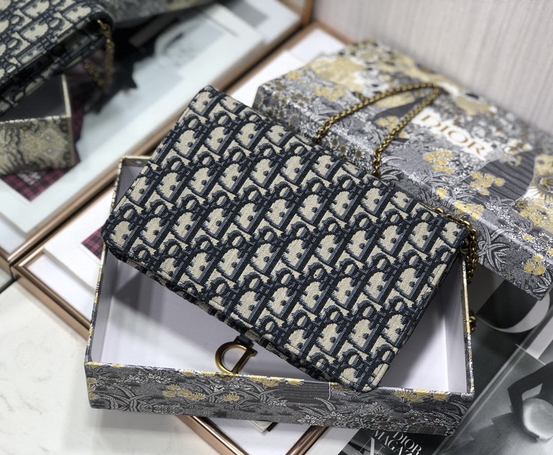 Dior Saddle Pouch  Blue Dior Oblique Jacquard 8.5 x 5.5 x 1.5 inches