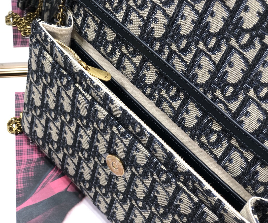 Dior Saddle Pouch  Blue Dior Oblique Jacquard 8.5 x 5.5 x 1.5 inches