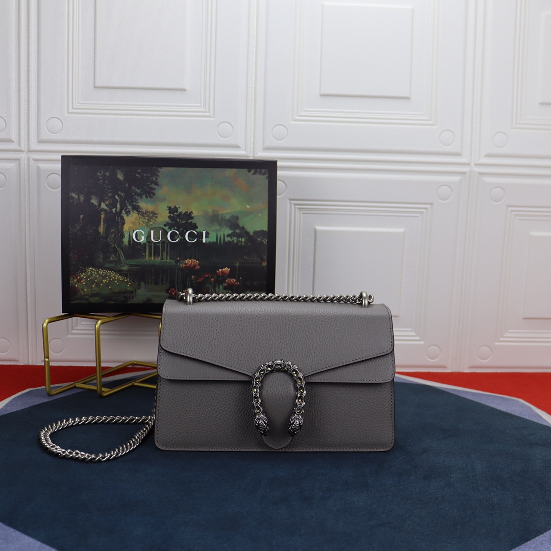 GUCCI DIONYSUS SMALL SHOULDER BAG GRAY 28x18x9cm