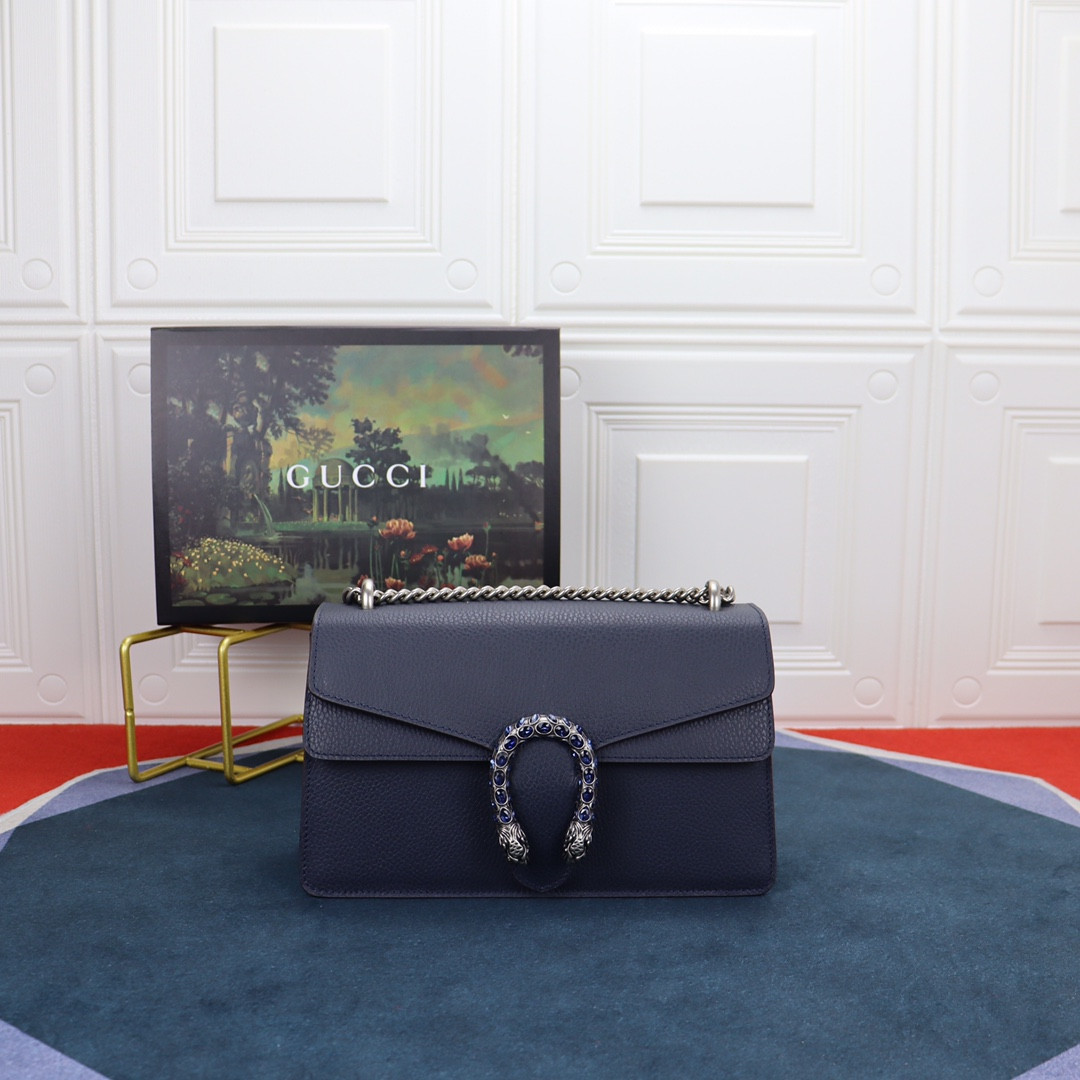 GUCCI DIONYSUS SMALL SHOULDER BAG NAVY 28x18x9cm