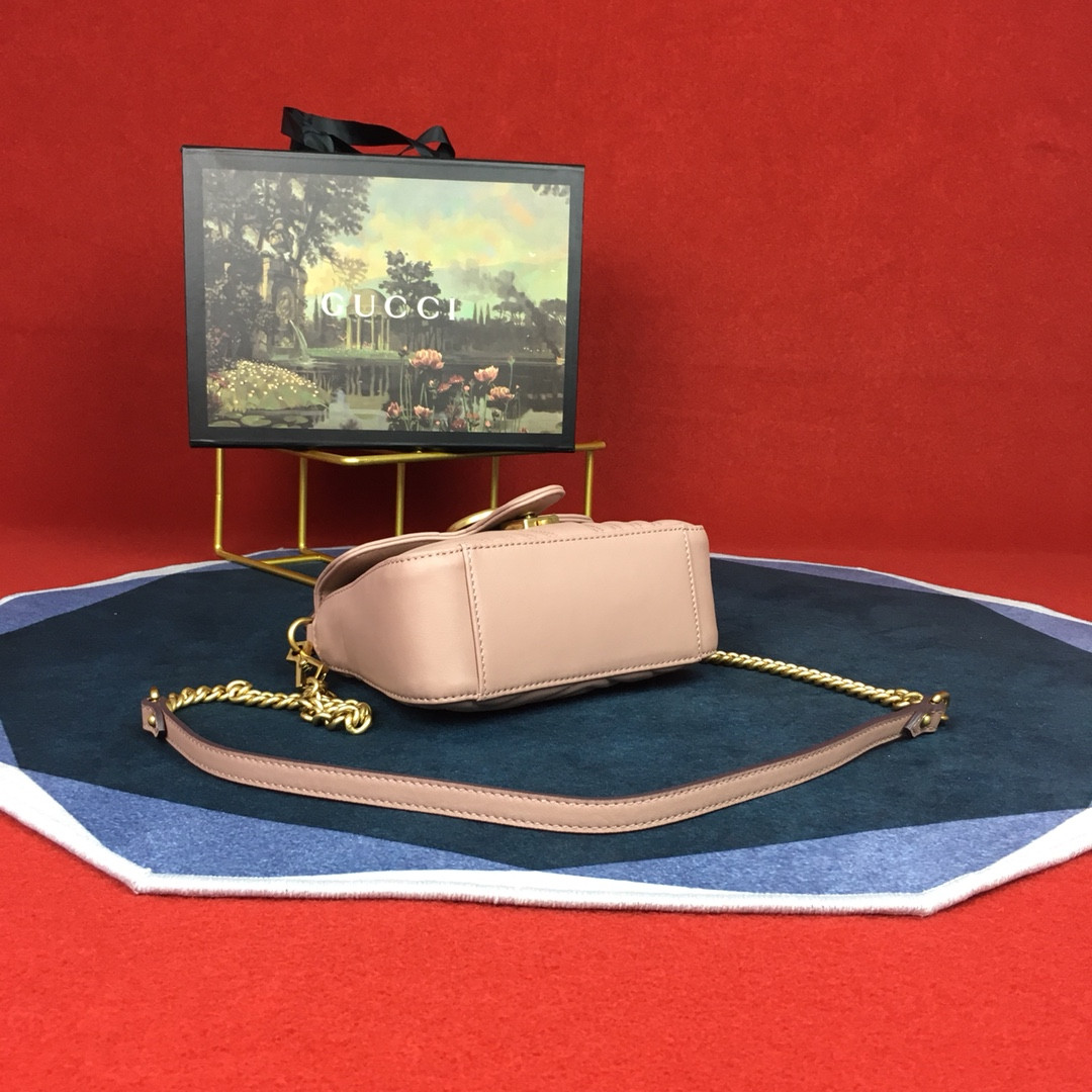 GUCCI GG MARMONT MATELASSÉ MINI BAG PINK 8.5"W x 5"H x 2.5"D