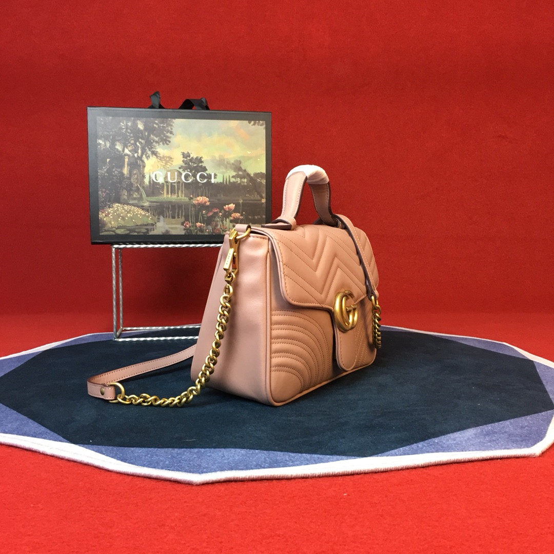 GUCCI GG MARMONT SMALL SHOULDER BAG PINK 10"W x 6"H x 3"D