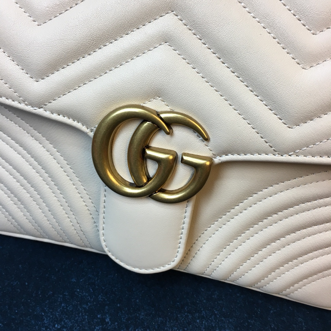 GUCCI GG MARMONT SMALL SHOULDER BAG WHITE 10"W x 6"H x 3"D