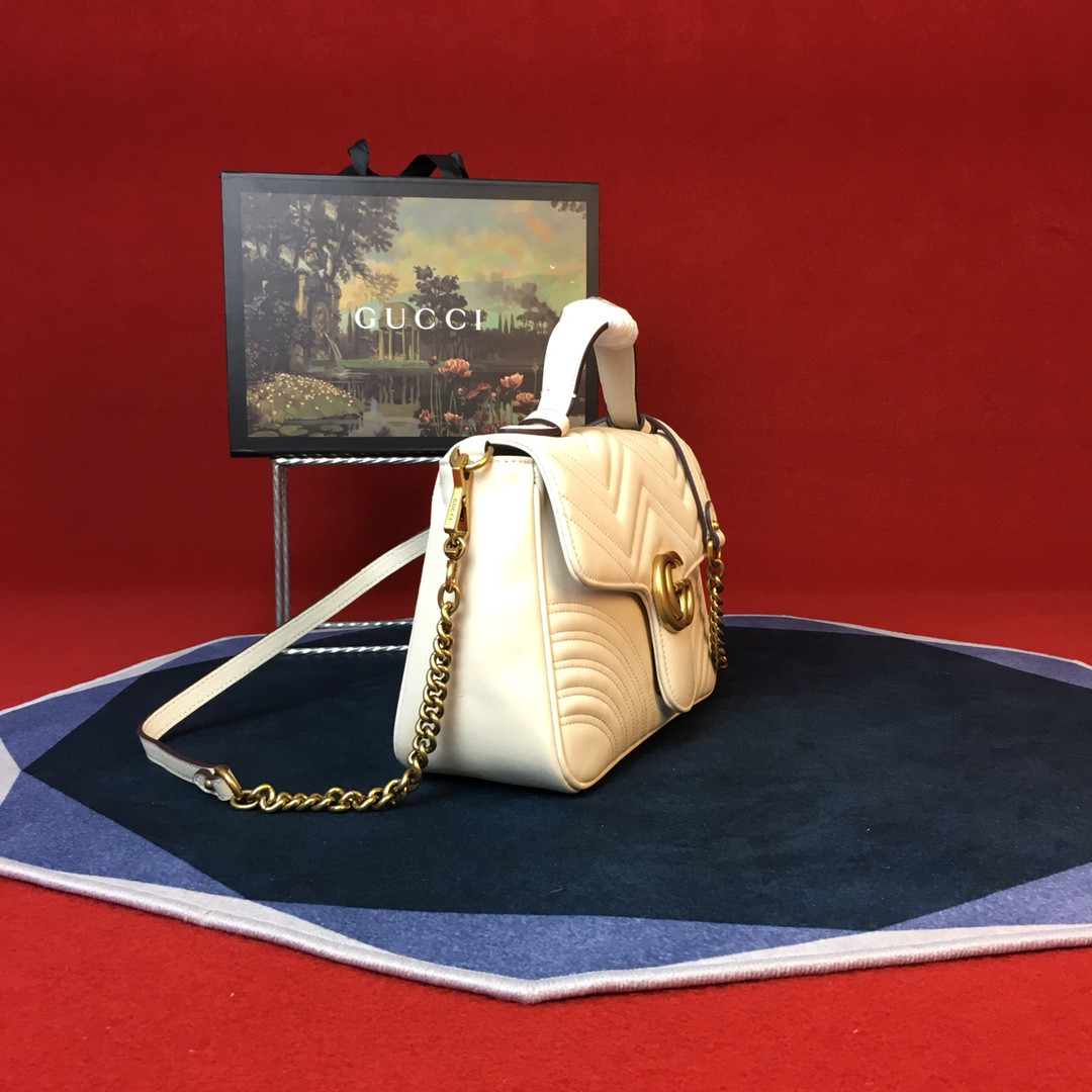 GUCCI GG MARMONT SMALL SHOULDER BAG WHITE 10"W x 6"H x 3"D