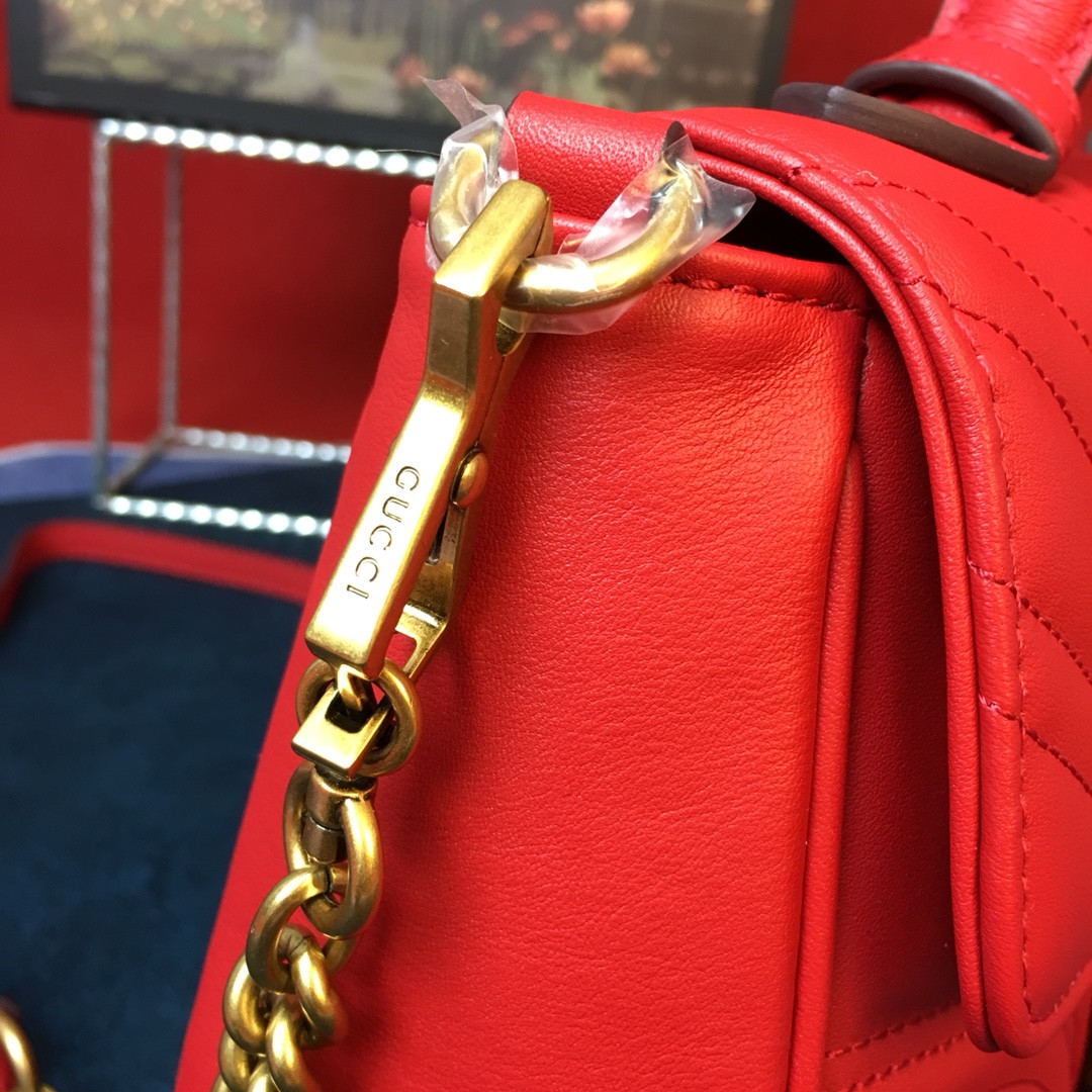 GUCCI GG MARMONT SMALL SHOULDER BAG RED 10"W x 6"H x 3"D