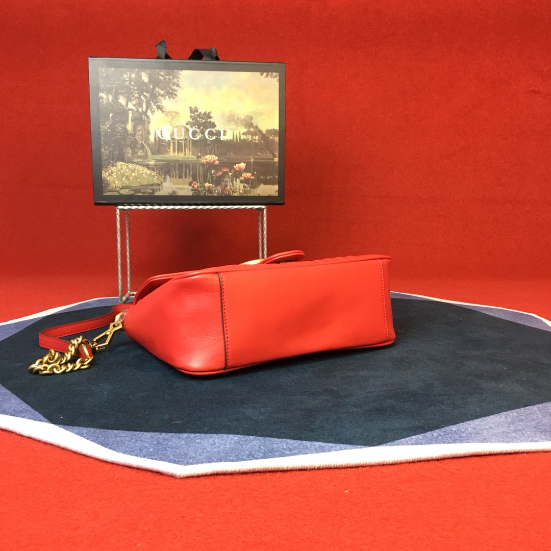 GUCCI GG MARMONT SMALL SHOULDER BAG RED 10"W x 6"H x 3"D