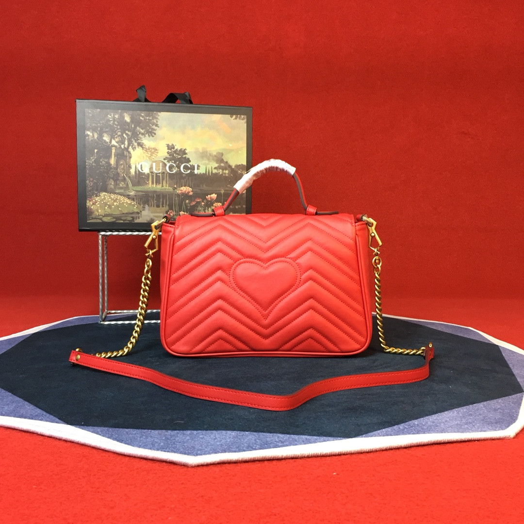 GUCCI GG MARMONT SMALL SHOULDER BAG RED 10"W x 6"H x 3"D