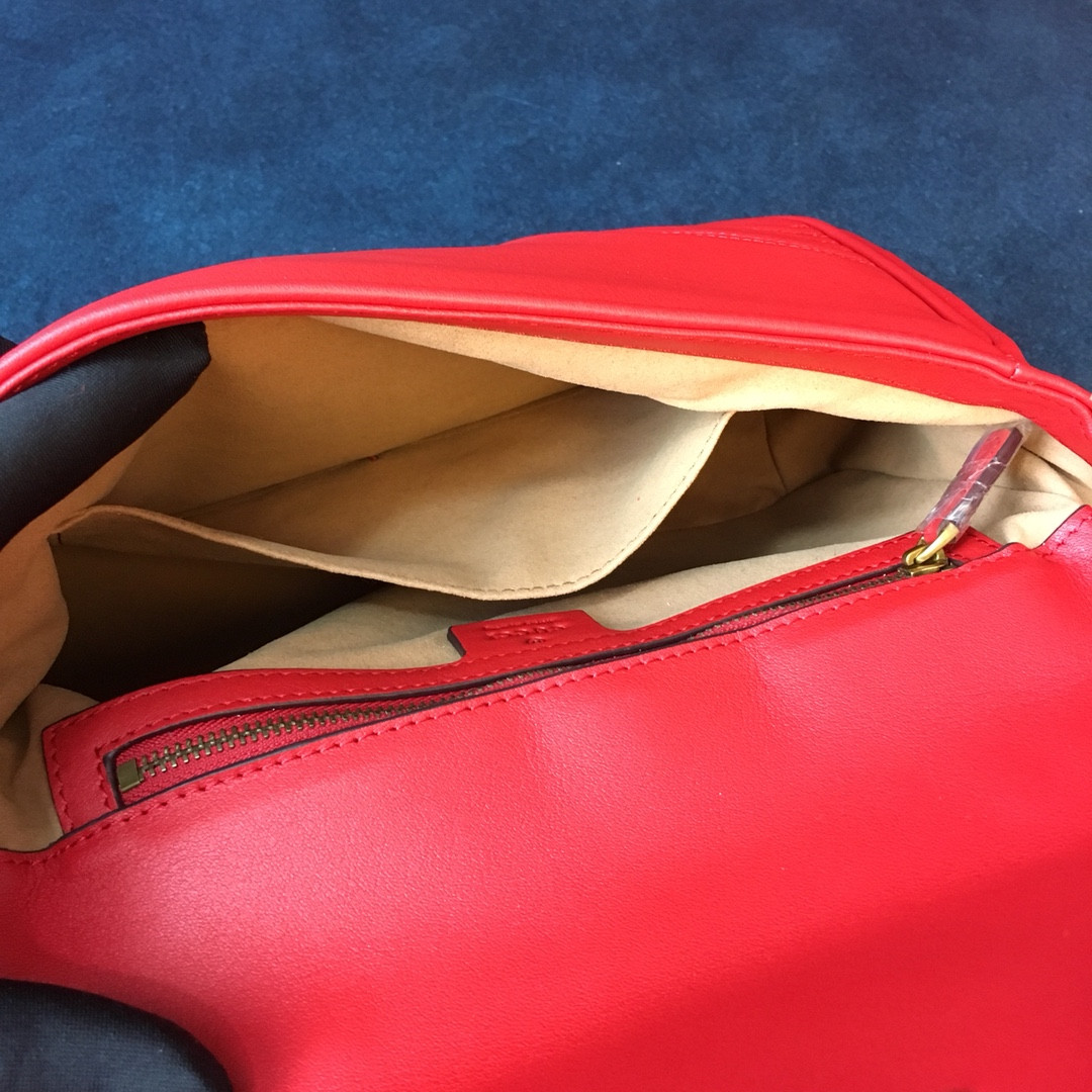 GUCCI GG MARMONT SMALL SHOULDER BAG RED 10"W x 6"H x 3"D