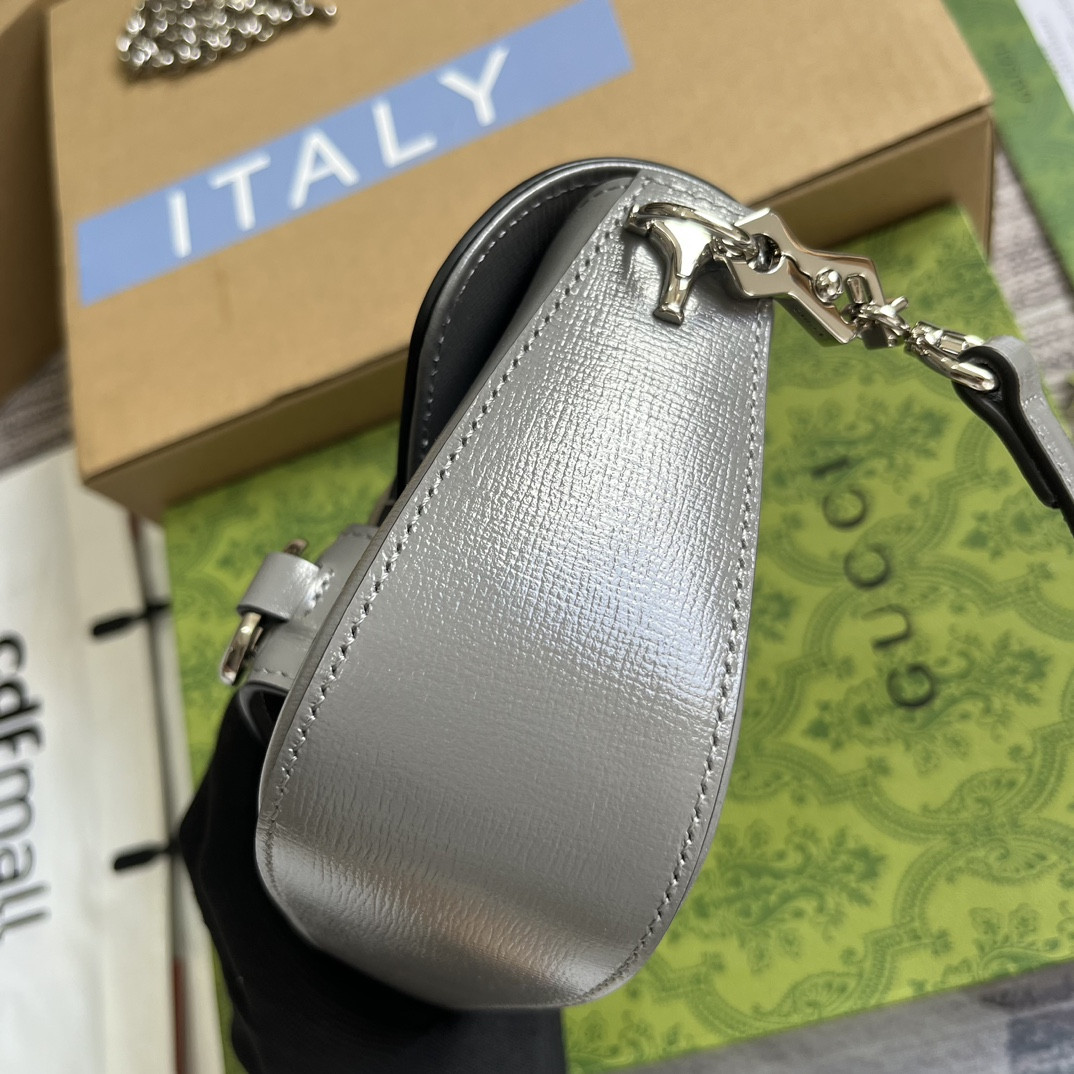 GUCCI HORSEBIT 1955 MINI SHOULDER BAG GRAY 7.7"W x 5-3.1"H x 2.4-1.2"D