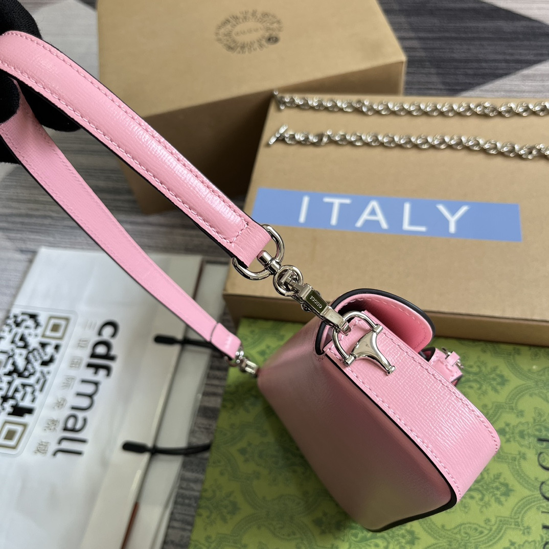GUCCI HORSEBIT 1955 MINI SHOULDER BAG PINK 7.7"W x 5-3.1"H x 2.4-1.2"D
