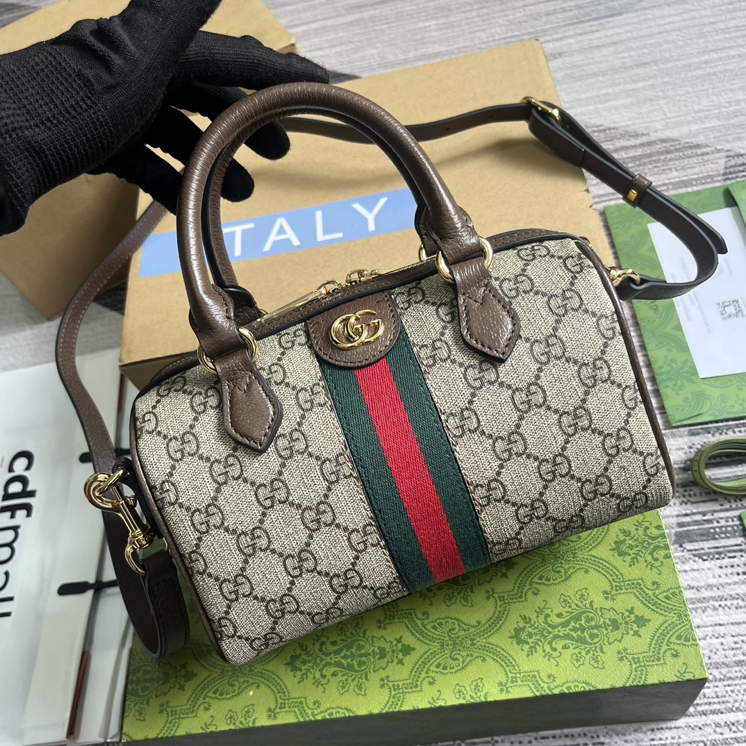 GUCCI OPHIDIA SUPER small BAG Beige and ebony 14x21.5x11.5cm