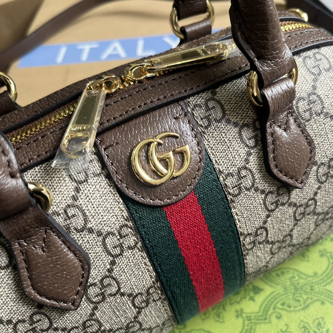 GUCCI OPHIDIA SUPER small BAG Beige and ebony 14x21.5x11.5cm