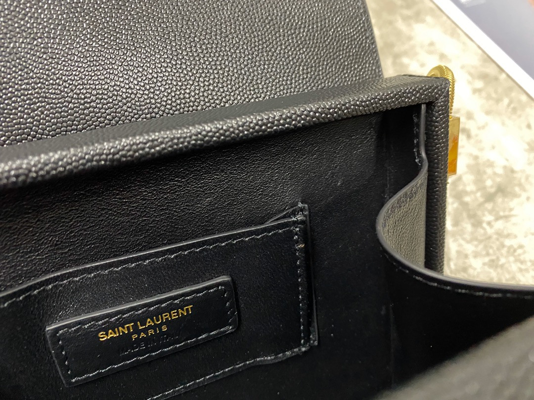 YSL KATE MEDIUM  IN GRAIN DE POUDRE EMBOSSED LEATHER 9.4 X 5.7 X 2.1 INCHES
