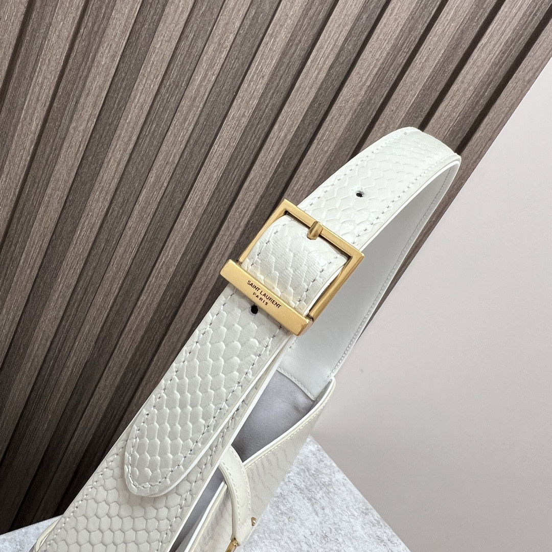 YSL LE 5 À 7 IN CROCODILE-EMBOSSED LEATHER white 9 X 6.3 X 2.5 INCHES