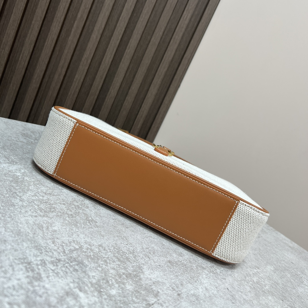 YSL LE 5 À 7 IN CANVAS AND LEATHER GREGE AND BRICK 9 X 6.3 X 2.5 INCHES