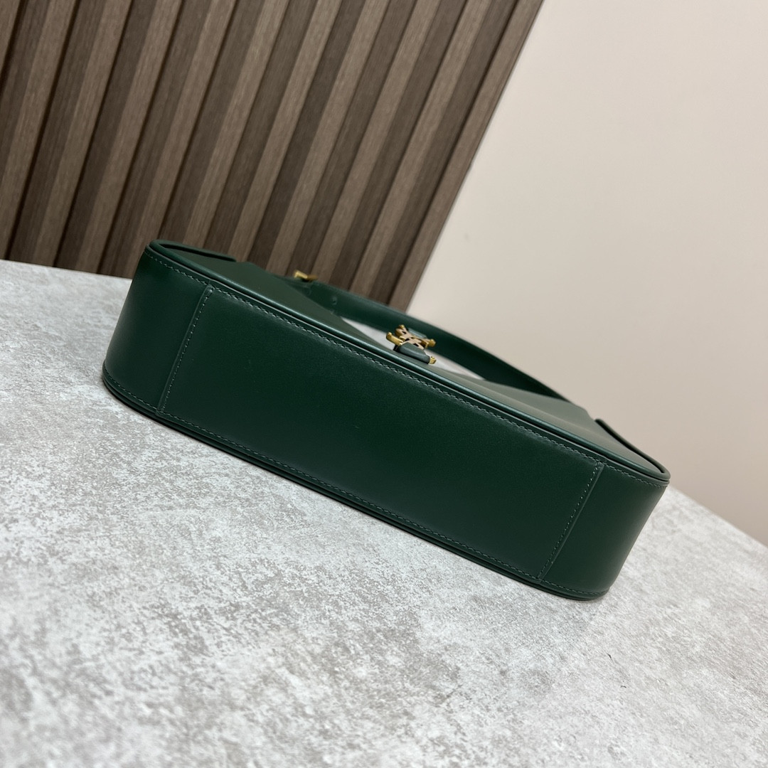 YSL LE 5 À 7 IN SMOOTH LEATHER VERT FONCE 9 X 6.3 X 2.5 INCHES