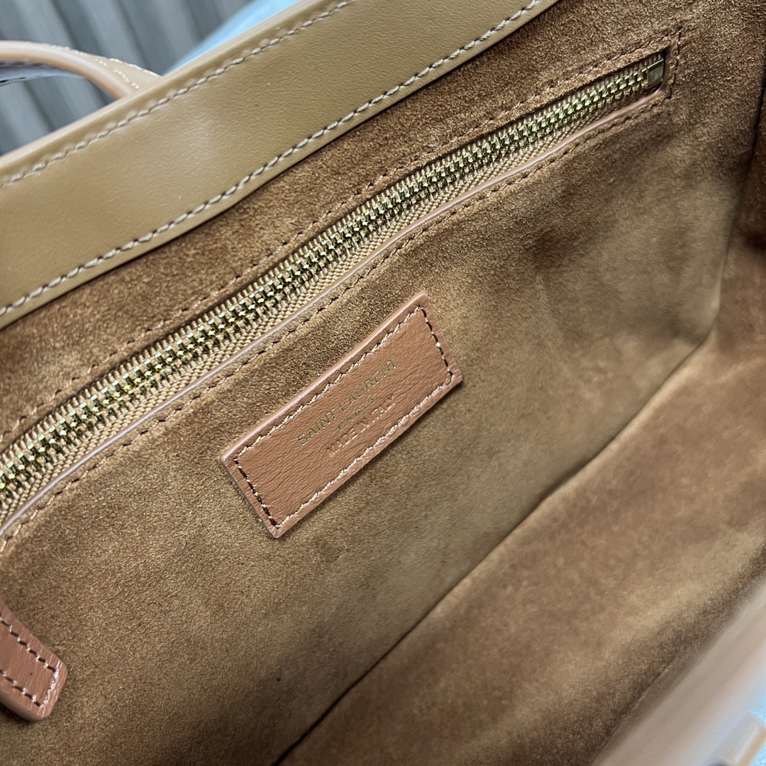 YSL LE 5 À 7 IN SMOOTH LEATHER COFFEE 9 X 6.3 X 2.5 INCHES