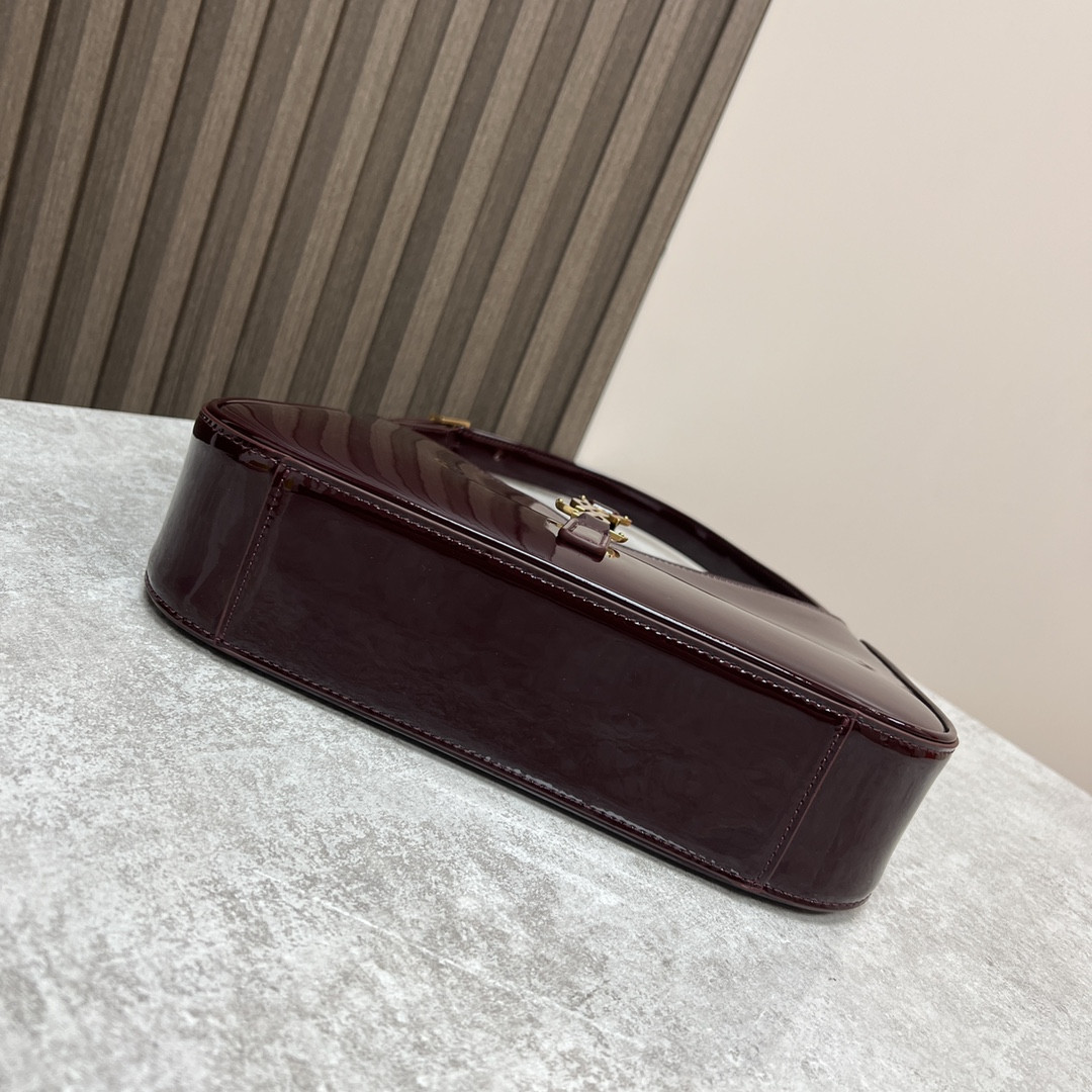 YSL LE 5 À 7 IN PATENT LEATHER RED 9 X 6.3 X 2.5 INCHES