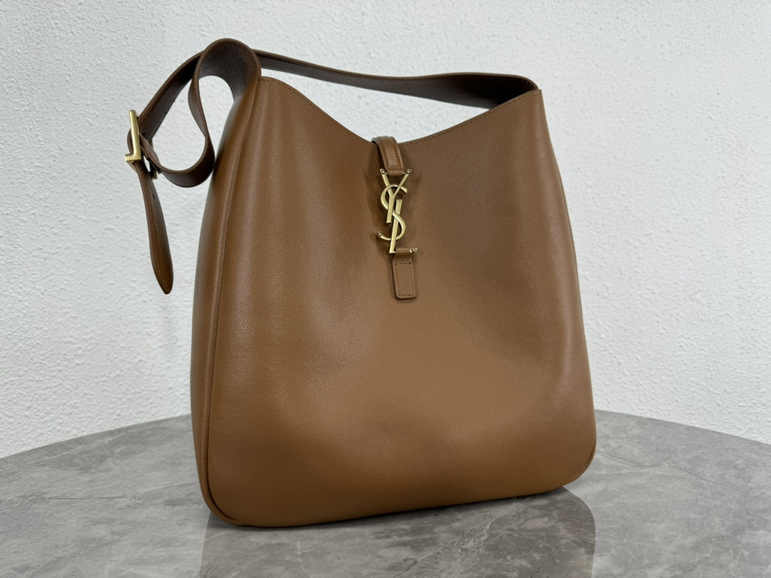 YSL LE 5 À 7 SUPPLE LARGE IN SMOOTH LEATHER DUSTY GREY 11.8" X 11" X 4.3"