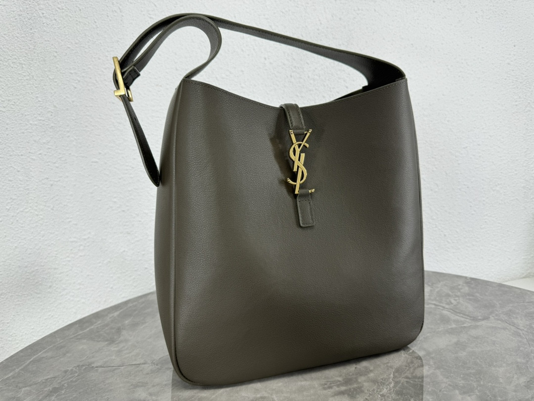 YSL LE 5 À 7 SUPPLE LARGE IN SMOOTH LEATHER LIGHT MUSK 11.8" X 11" X 4.3"