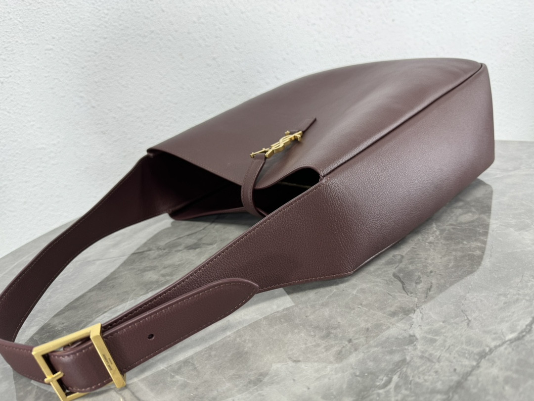 YSL LE 5 À 7 SUPPLE LARGE IN SMOOTH LEATHER DARK RED 11.8" X 11" X 4.3"