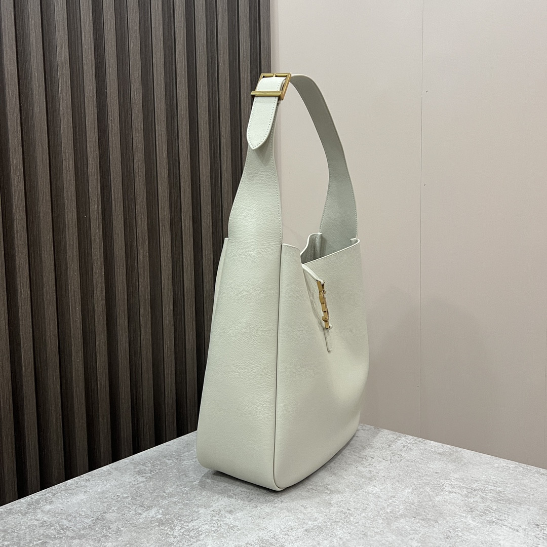 YSL LE 5 À 7 SUPPLE LARGE IN SMOOTH LEATHER BLANC VINTAGE 11.8" X 11" X 4.3"