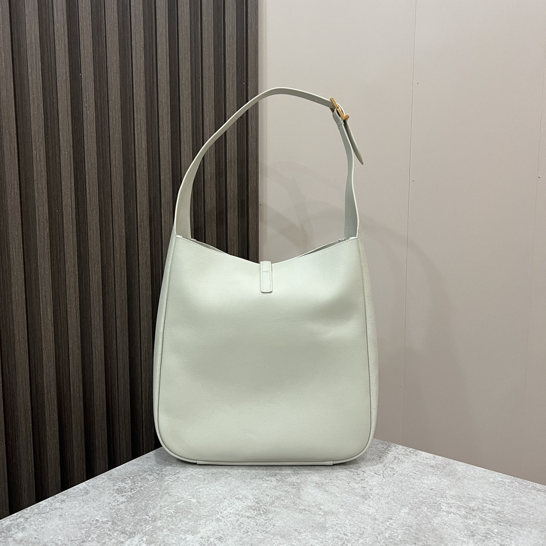 YSL LE 5 À 7 SUPPLE LARGE IN SMOOTH LEATHER BLANC VINTAGE 11.8" X 11" X 4.3"