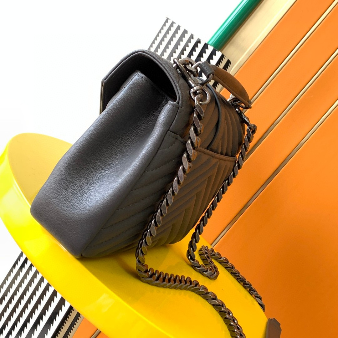 YSL COLLEGE MEDIUM IN QUILTED LEATHER 9.4 X 6.6 X 2.5 INCHES