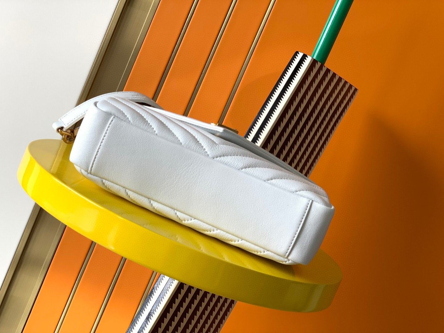 YSL COLLEGE MEDIUM IN QUILTED LEATHER white  9.4 X 6.6 X 2.5 INCHES