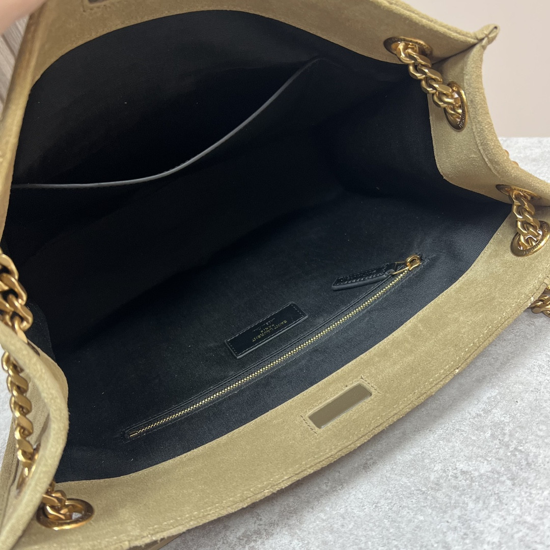 YSL NIKI MEDIUM SHOPPING IN SUEDE BARLEY GREEN 12.9 X 10.6 X 4.5 INCHES