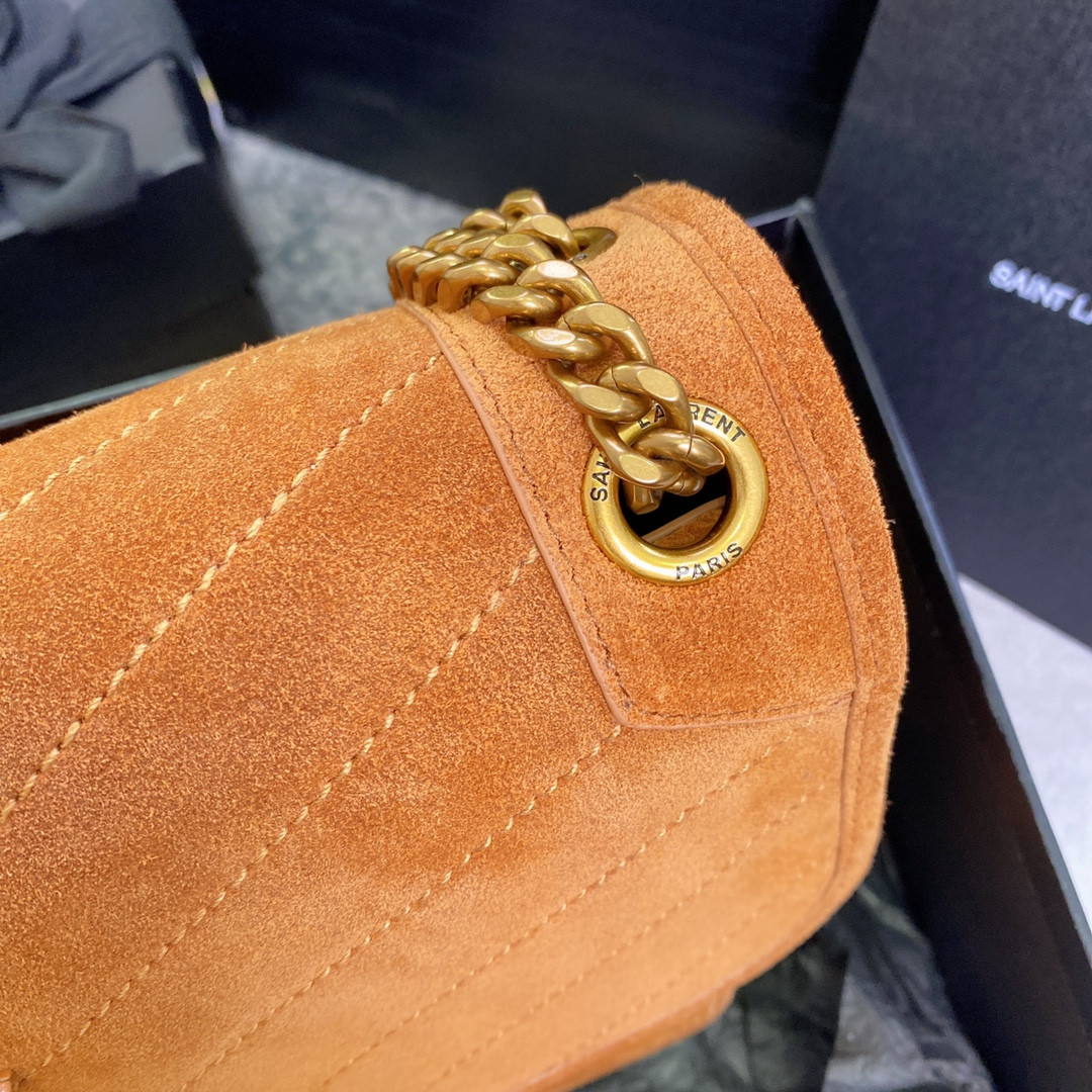 YSL NIKI MEDIUM IN SUEDE ORANGE 11 X 7.8 X 3.3 INCHES