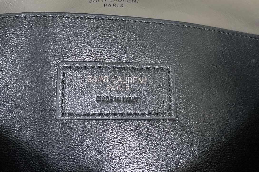 YSL NIKI BABY IN VINTAGE LEATHER LIGHT GRAY 8.2 X 6 X 2.9 INCHES