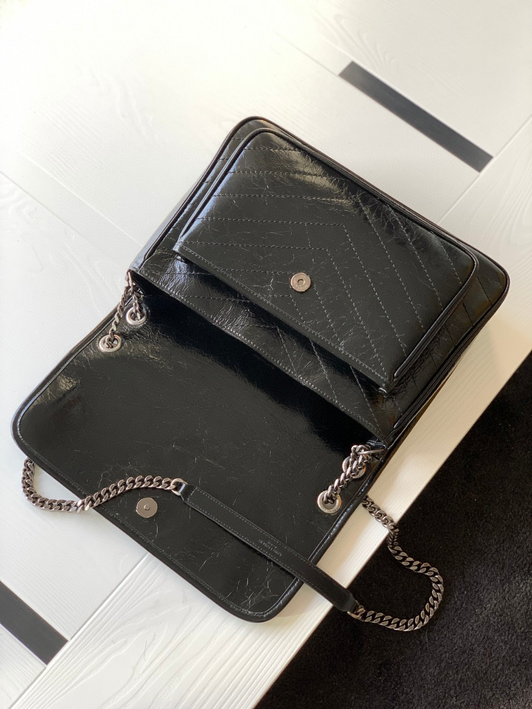 YSL NIKI LARGE IN VINTAGE LEATHER 12.5 X 9 X 3.5 INCHES