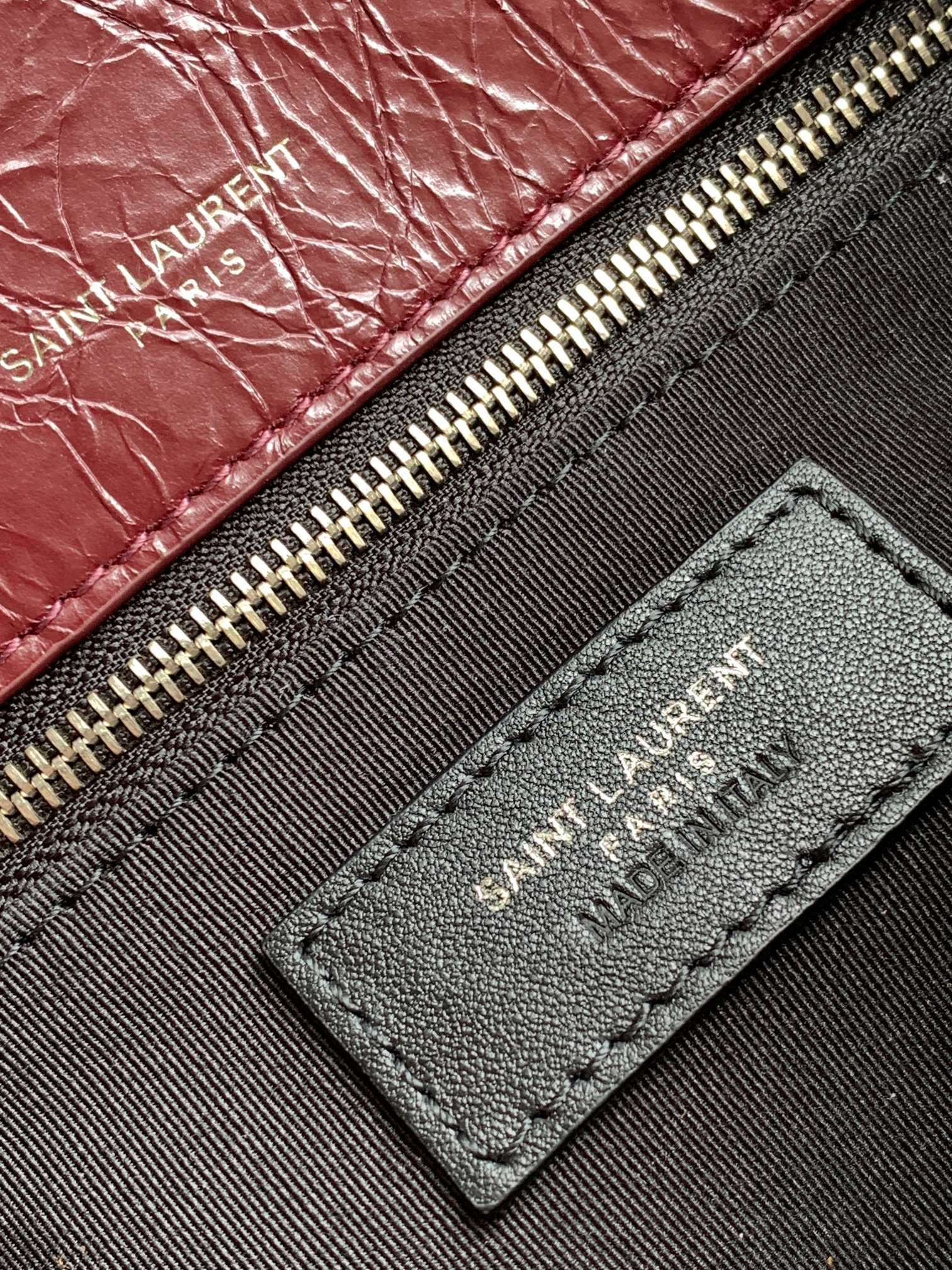YSL NIKI MEDIUM IN VINTAGE LEATHER RED 11 X 7.8 X 3.3 INCHES