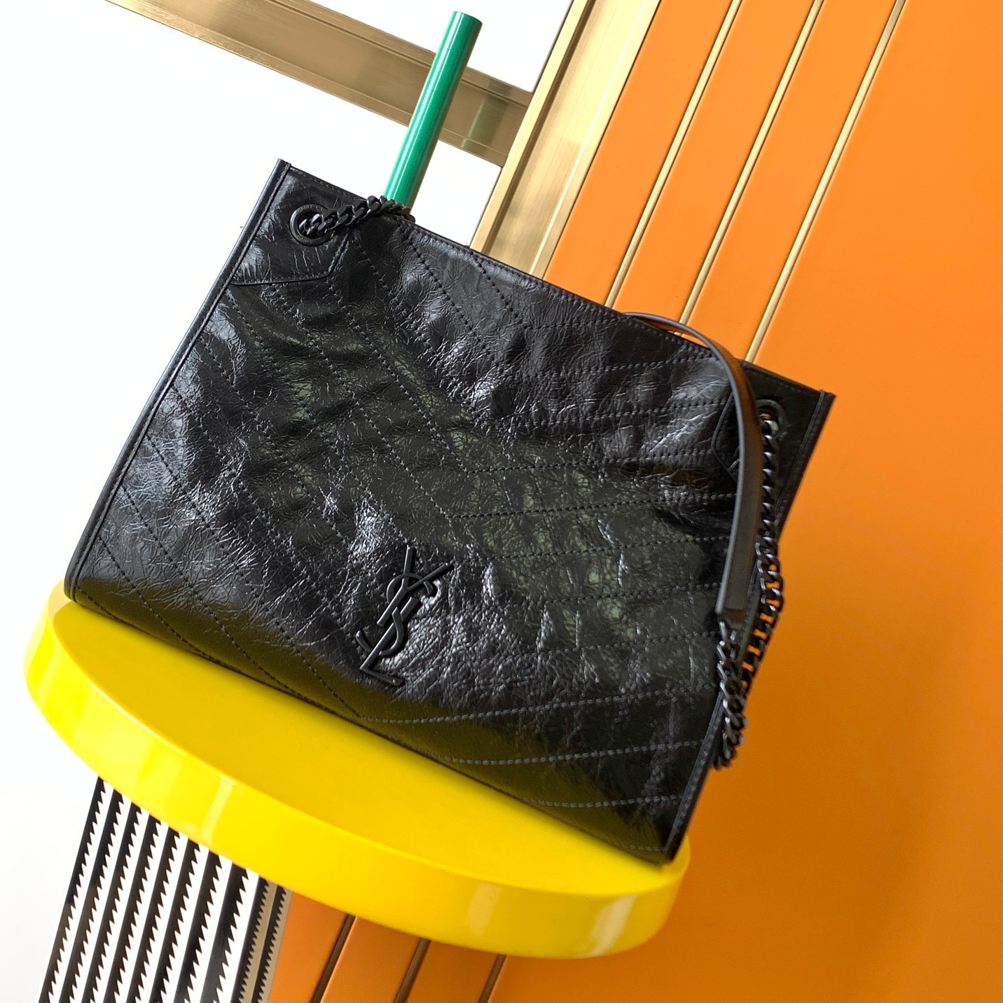 YSL NIKI SHOPPING IN VINTAGE LEATHER 12.9 X 10.6 X 4.5 INCHES