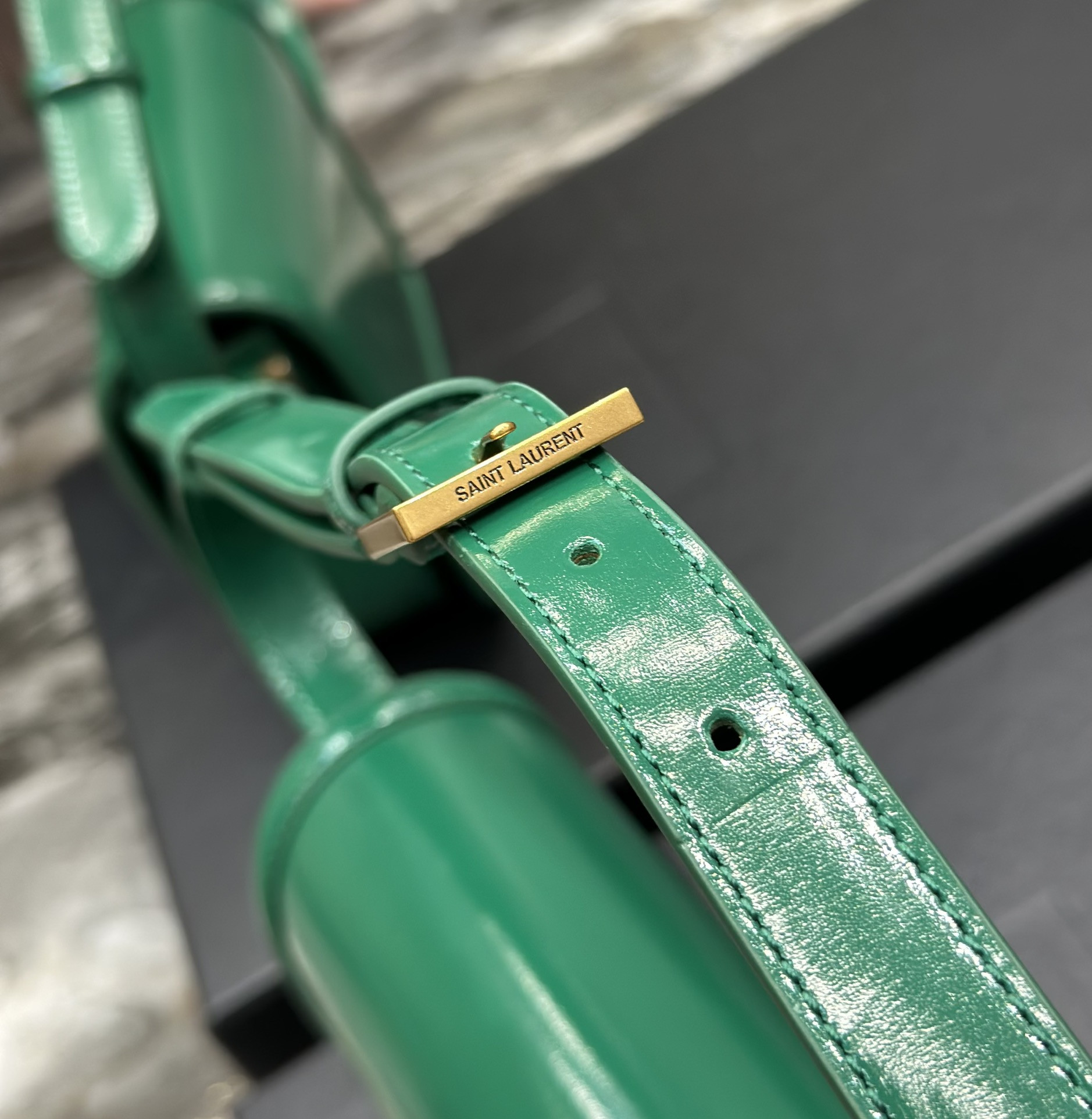 YSL SOLFERINO SMALL SATCHEL IN BOX SAINT LAURENT GREEN 7.4 X 5.1 X 1.9 INCHES