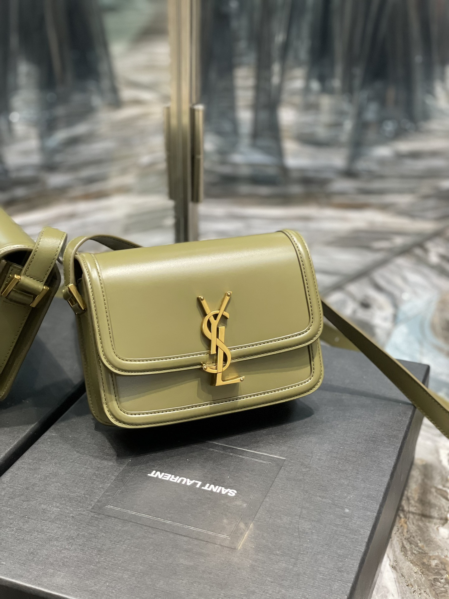 YSL SOLFERINO SMALL SATCHEL IN BOX SAINT LAURENT Avocado GREEN 7.4 X 5.1 X 1.9 INCHES