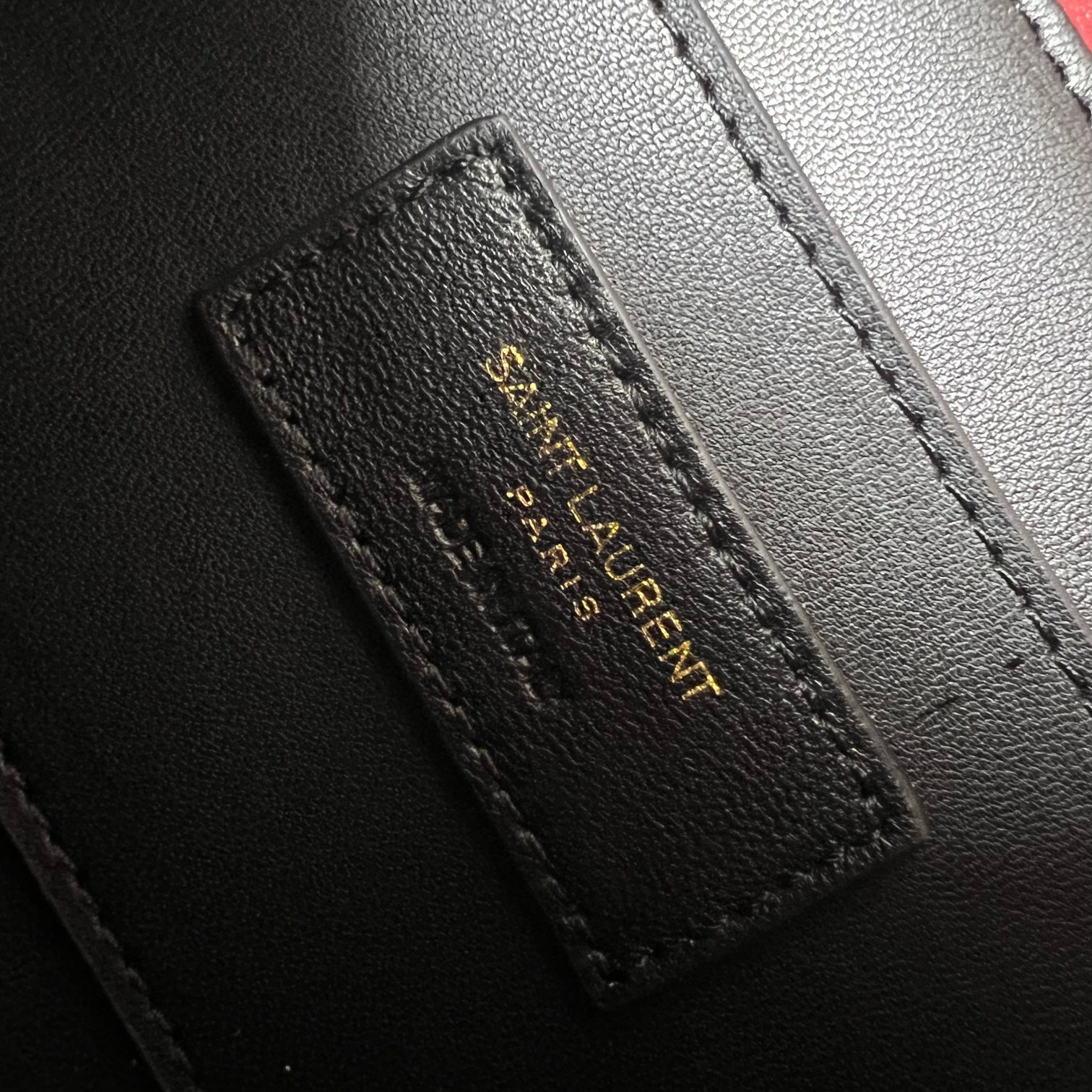 YSL SOLFERINO MEDIUM SATCHEL IN BOX SAINT LAURENT RED 9.1 X 6.3 X 2.4 INCHES