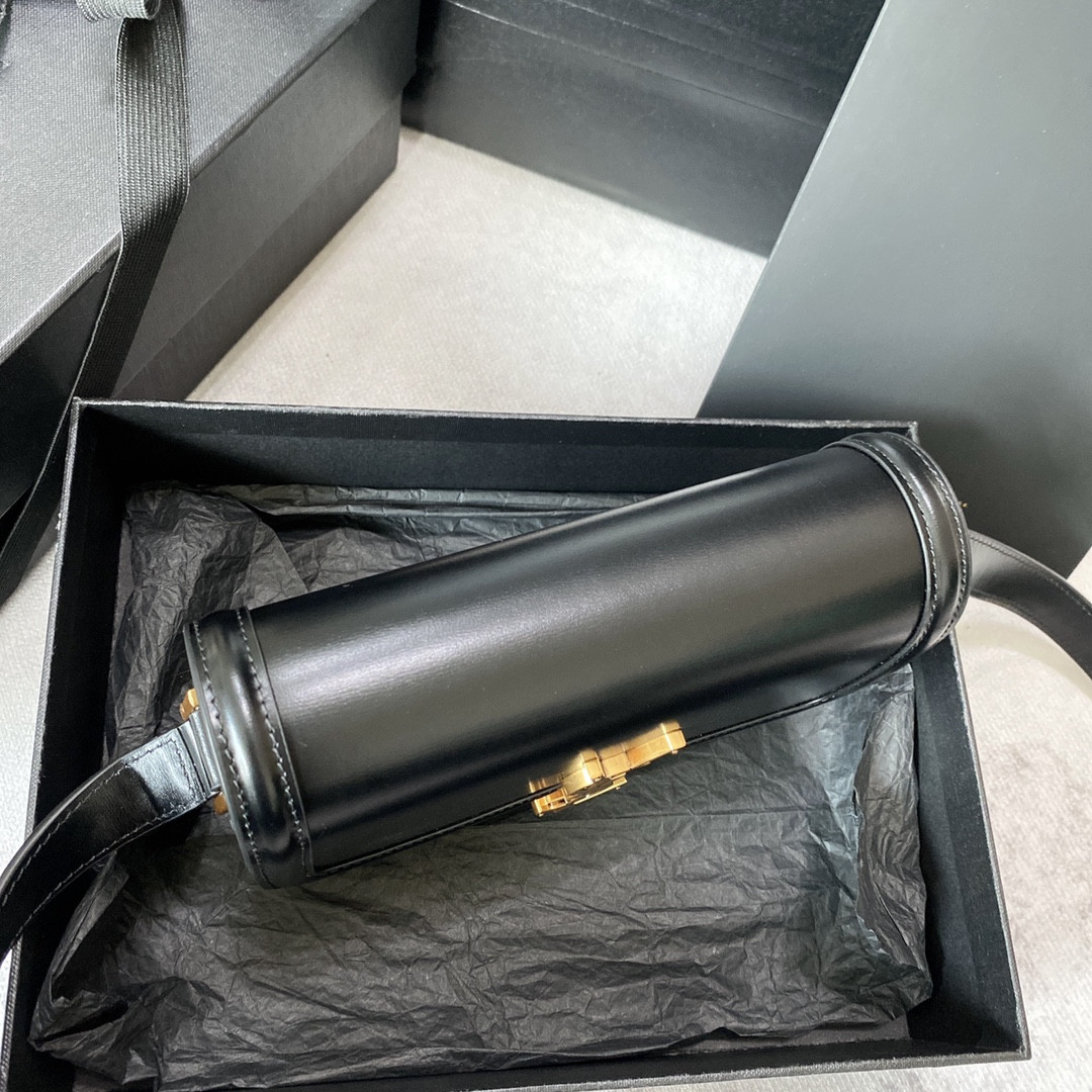 YSL SOLFERINO SMALL SATCHEL IN BOX SAINT LAURENT BLACK 7.4 X 5.1 X 1.9 INCHES