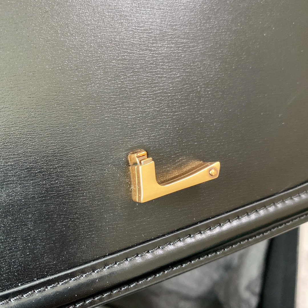 YSL SOLFERINO SMALL SATCHEL IN BOX SAINT LAURENT BLACK 7.4 X 5.1 X 1.9 INCHES