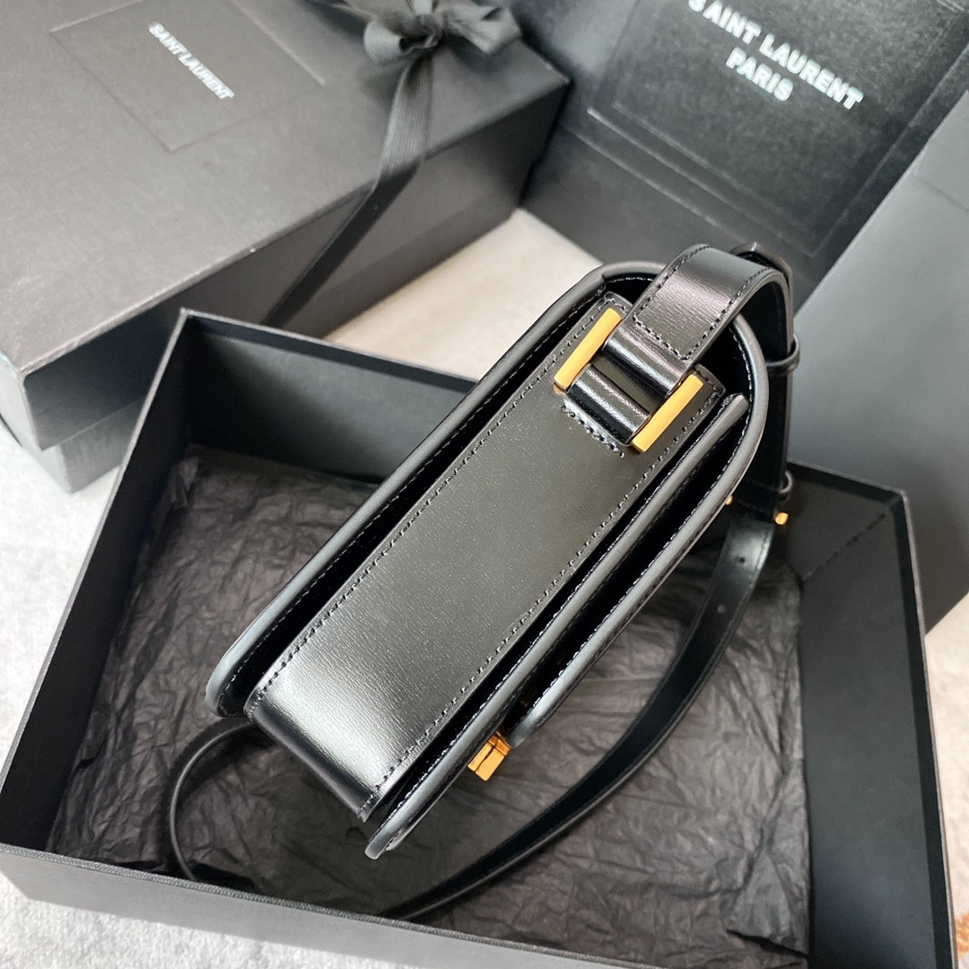 YSL SOLFERINO MEDIUM SATCHEL IN BOX SAINT LAURENT BLACK 9.1 X 6.3 X 2.4 INCHES