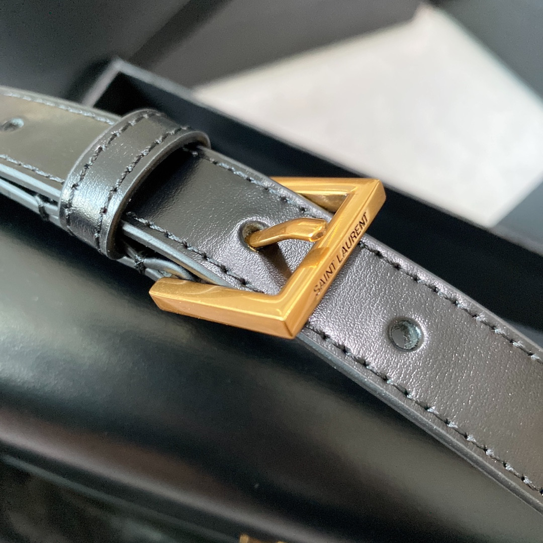 YSL SOLFERINO MEDIUM SATCHEL IN BOX SAINT LAURENT BLACK 9.1 X 6.3 X 2.4 INCHES